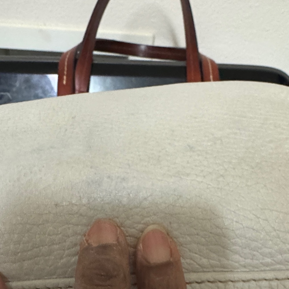 Dooney & Bourke Cream Leather Tote with Brown Braided Handles - Picture 3 of 9